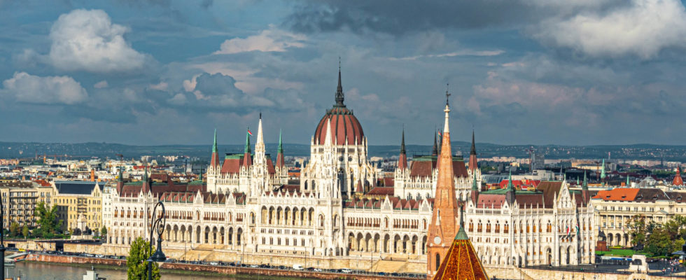 vue-aerienne-du-batiment-du-parlement-hongrois-budapest-hongrie-sous-ciel-nuageux
